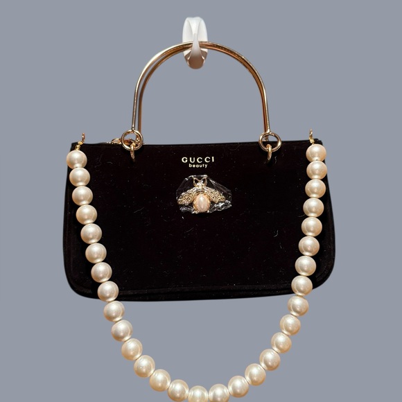 Gucci Handbags - GWP Gucci Black Velvet Bag with Pearl Accents